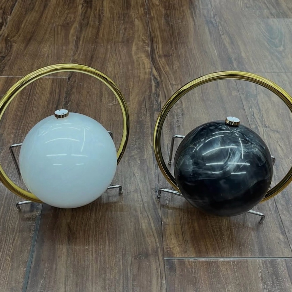 Modern Gold and Black Marble Decorative Spheres